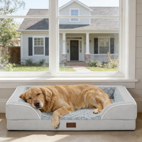 Orthopedic Dog Bed for Extra Large Dogs (Light Grey / 53.0"L x 42.0"W x 8.5"Th)