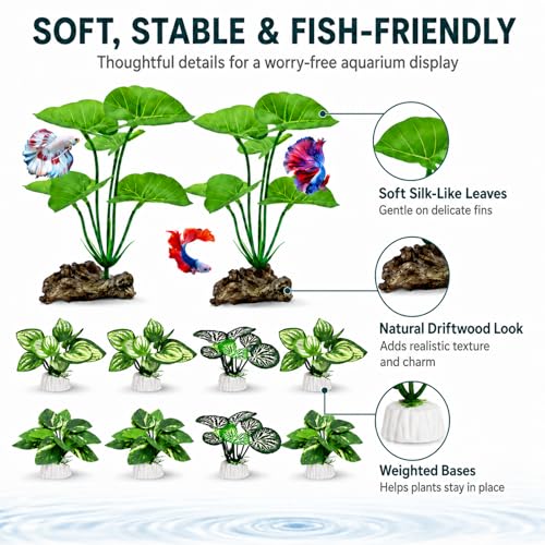 10 Pack Silk Aquarium Plants Fish Tank Decorations (C（green 10 Pack）)