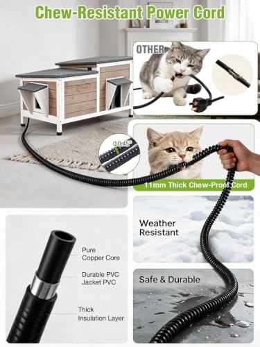 34.25" Heated Outdoor Cat House Insulated for Winter Feral Cat Shelter
