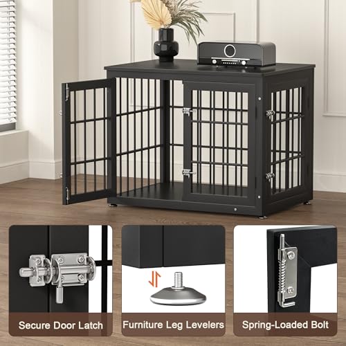 32" Heavy Duty Dog Crate Furniture for Small and Medium Dogs (Black / 32.7"L x 23.6"W x 26.2"H)