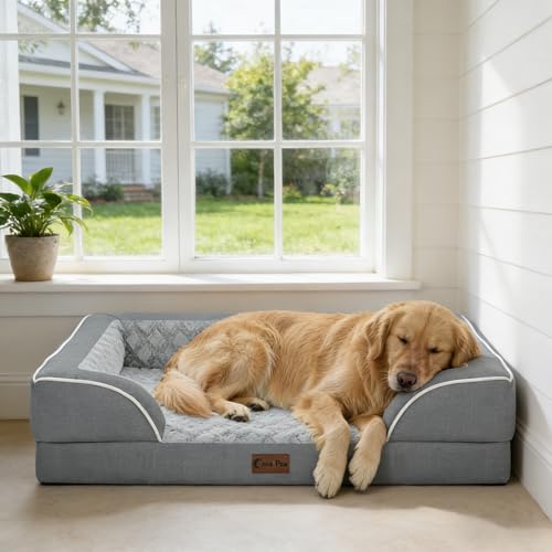 Orthopedic Washable Dog Bed for Extra Large Dogs (Grey / 48.0"L x 30.0"W x 8.5"Th)