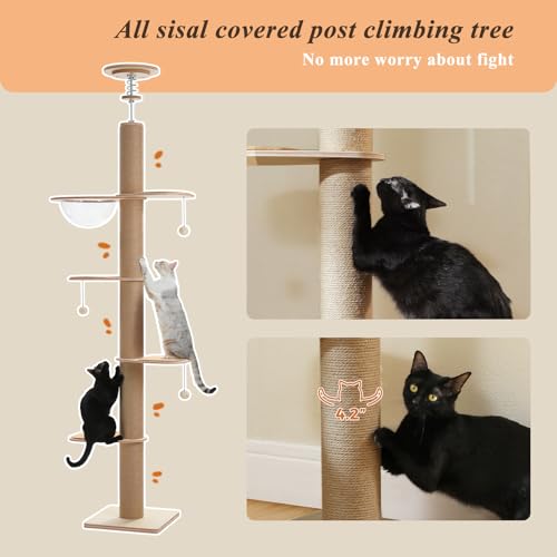 Floor to Ceiling Cat Tree (79''-103'' / Board Beige)