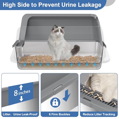 Stainless Steel Sifting Litter Box with Lid (XXL:23.6''×15.7''×16'')