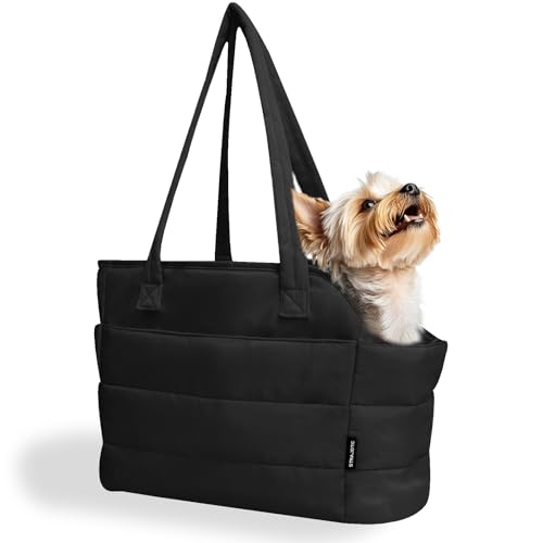 Lightweight Puffy Dog Purse Carrier for Small Dogs (Black)