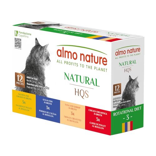 Wet Cat Food HQS Natural Rotational Diet Fish Selection & Chicken Drumstick (2.47 Ounce (Pack of 24))