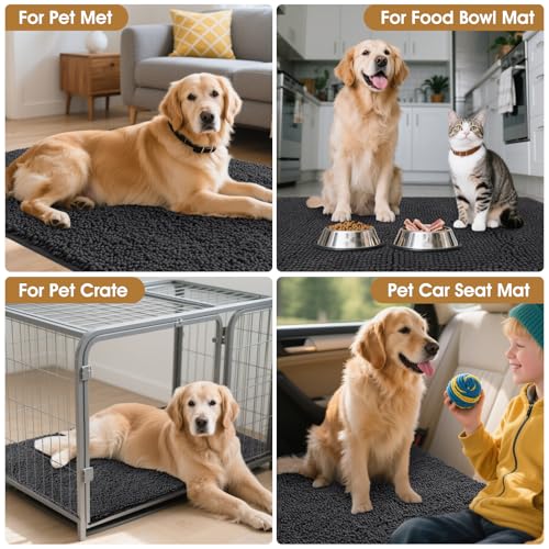 2 Pieces Set Muddy Door Mats for Dogs (Dark Grey / 36" x 24"(2 pieces))