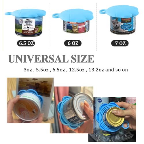 Cat Food Can Spoon & 3 Pcs Can Lids (Cat Paw / Blue)