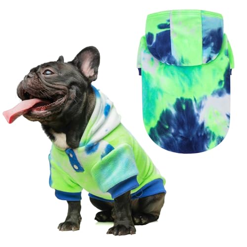 Tie Dye Dog Hoodie Sweaters for Small Medium Size Dogs Girls Boys (Small/Medium / Multi Green)