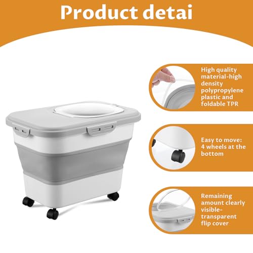 Cat Litter Storage Bin Container with Airtight Lids (Grey)
