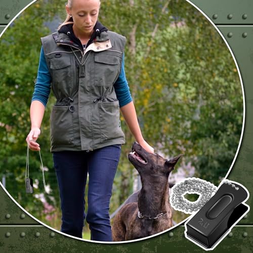 3 Pieces Brass Dog Training Clicker with Chain for Dogs Cats (Black)