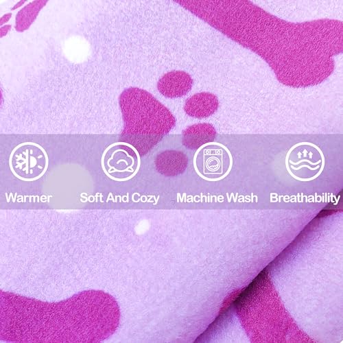 4 Pack Paw Print Fleece Dog Pajamas Warm for Small Dogs (Small)