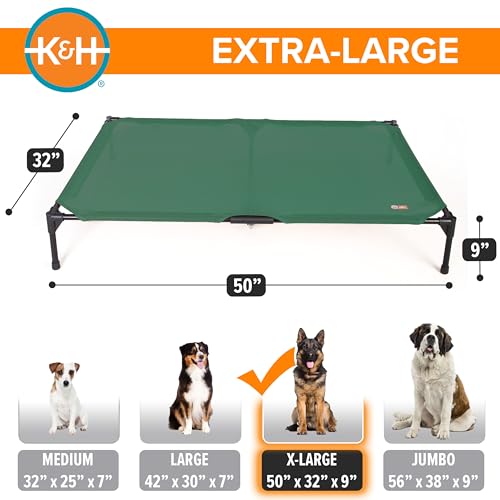 K&H Outdoor Elevated Dog Bed (Green Mesh / X-Large 50"L x 32"W)