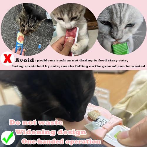 Cat Treat Spoon Squeeze & 3 Pcs Can Lids (Treat spoon / Pink)