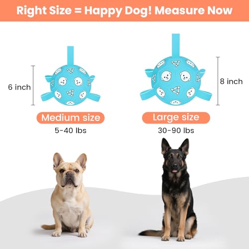 8 Inch Dog Soccer Ball with Straps (Pale Blue / Large-8 Inch)