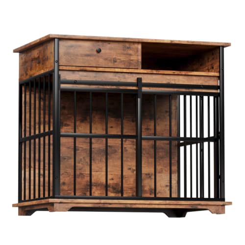 Wooden Dog Crate Furniture for Small Dogs Indoor Kennel End Table Pet Cage (35 Inch)