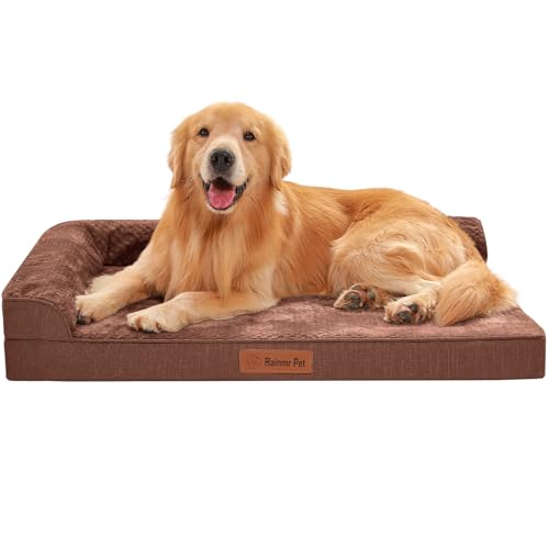 Waterproof Dog Bed for Small Dogs (Fluffy Style-Brown / XL(41"x27"x3"))