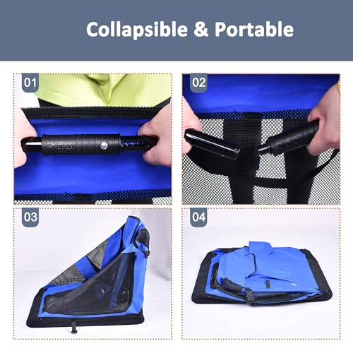 3 Door Soft Dog Crates Kennel (5-Blue)