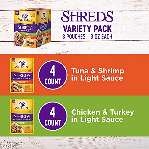 Healthy Indulgence Shreds Variety Pack Adult Wet Cat Food (3 Ounce (Pack of 8))