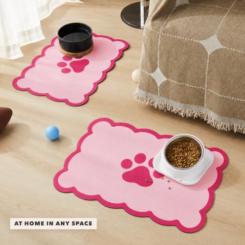 Scalloped Dog Feeding Mat (Coral / 19"L x 14"W)