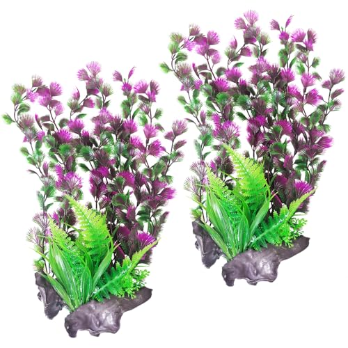 Aquarium Plastic Plants Aquarium Decor Artificial Fish Tank Plants Lifelike Tall Fish Tank Decorations Aquarium Plant Suitable for Saltwater and Freshwater 15.7in 2pcs (B*2 Pcs / 15.7 in)