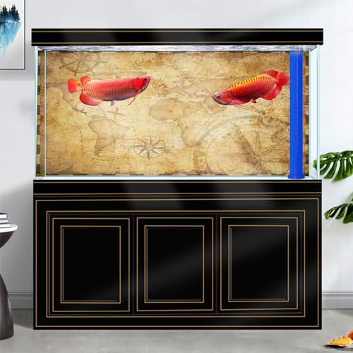 72X18IN Retro Old Travel World Map Terrarium Background (Map / 72X18in/180X45cm)