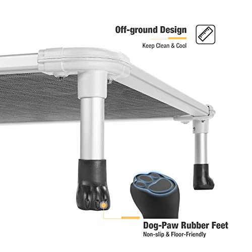 Chew Proof Elevated Dog Bed (Black Silver / 42.0"L x 30.0"W x 7.0"Th)