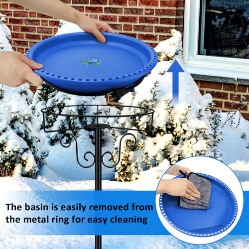 Heated Bird Bath for Outdoors Winter (Blue)
