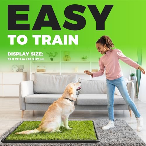 Dog Grass Pad with Tray Large (Black / 35 x 22.5")