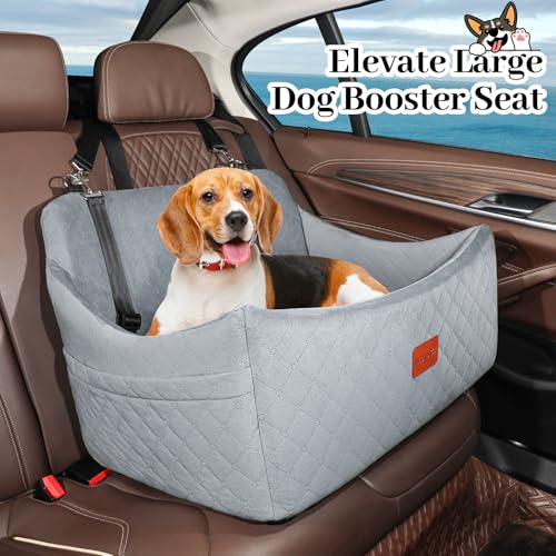 Dog Car Seat for Medium & Large Dogs Up to 55lbs (GREY / Large)