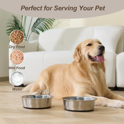 Dog Bowls Food Grade Stainless Steel for Food and Water (Gray / 7 Cup)