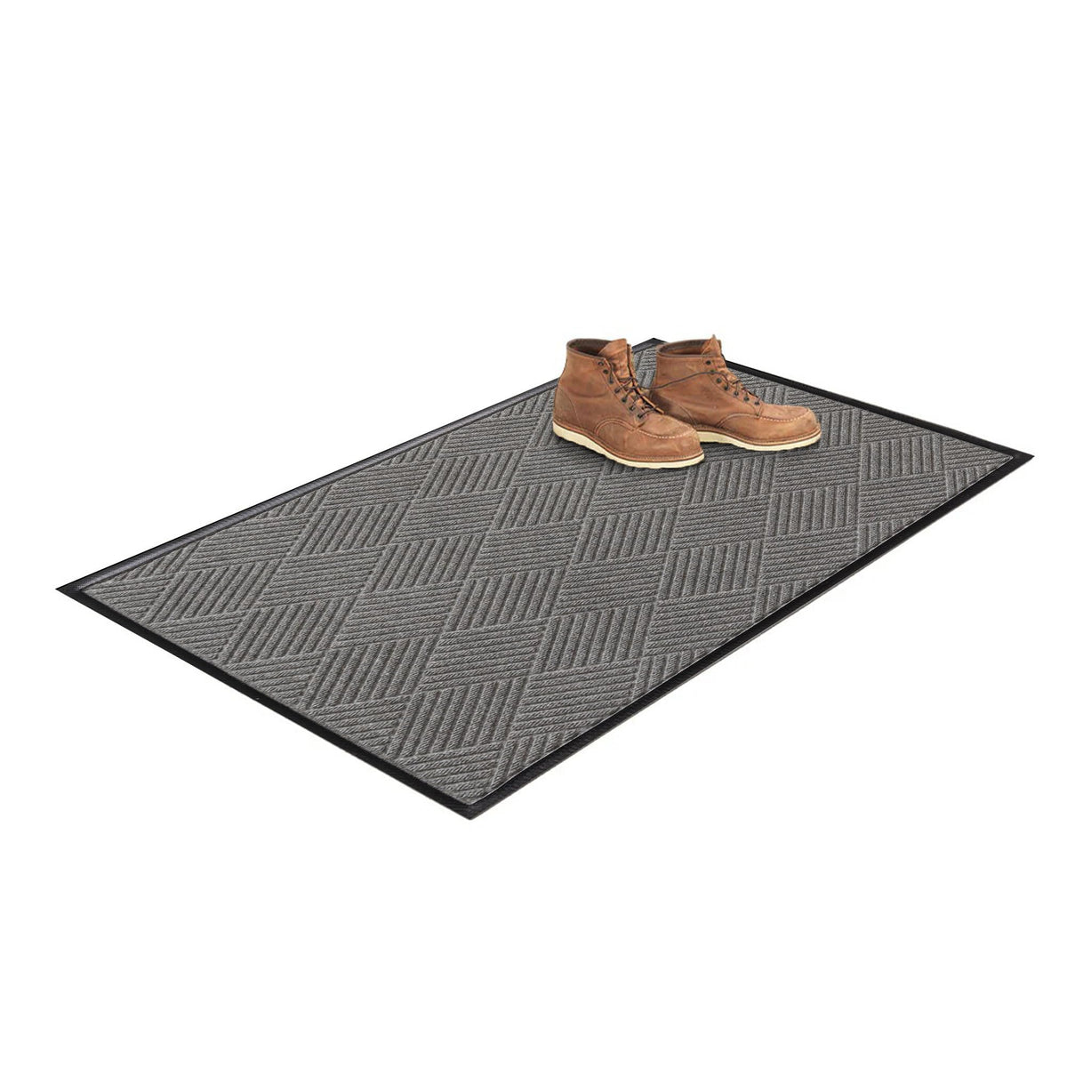 Diamonds Front Door Mat Indoor Outdoor Entrance (59"L x 35.5"W x 0.4"Th / Medium Grey)