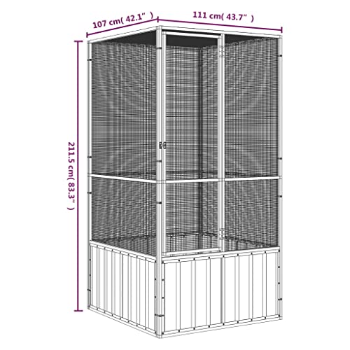 Steel Bird Cage (43.7" x42.1" x83.3" / Grey)