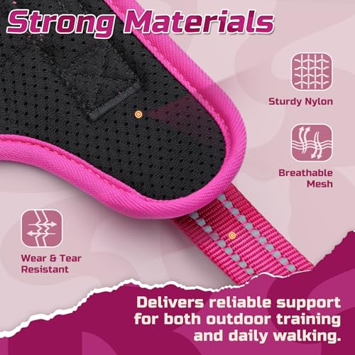 Tactical Dog Harness for Small (Black & Rose Red / Small)