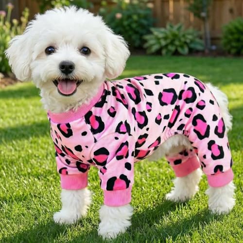 Dog Pajamas Onesie (02 Pink Leopard / 3XL (26-33 lb) Chest: 23.6")