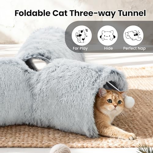 Plush Cat Tunnel (Light Grey / Small)