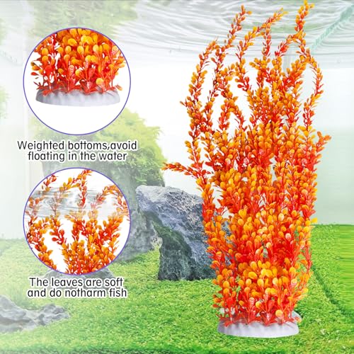 Aquarium Plastic Plants Aquarium Decor Artificial Fish Tank Plants (Orange（style B）)