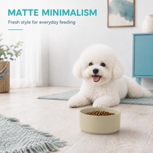 Ceramic Dog Bowls (Matte Khaki)