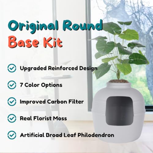 Original Hidden Litter Box Planter (Broad Leaf Philodendron / Base Kit / Pebble Gray)