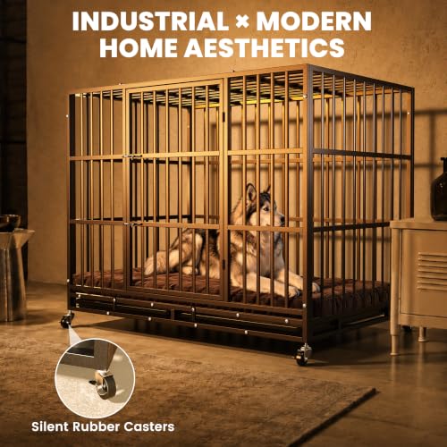 54 Inch Heavy Duty Dog Crate (Black / X-Large)