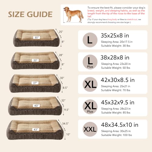 Extra Large Orthopedic Dog Beds Large Sized Dog (XXL(48"L x 34.5"W x 10"Th) / Brown)