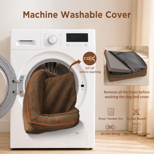 Waterproof Orthopedic Dog Bed for Medium Size Dog (28.0"L x 19.0"W x 6.0"Th / Chocolate Brown)