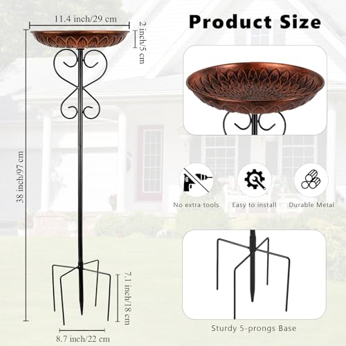 Metal Bird Baths for Outdoors (Copper)