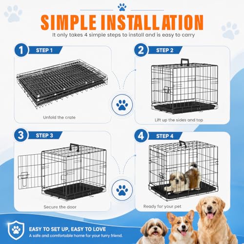 Dog Crate for Small Dogs 18 Inch Folding Kennel Metal Pet Cage Black (Black / 18.0"L x 12.0"W x 14.0"H)