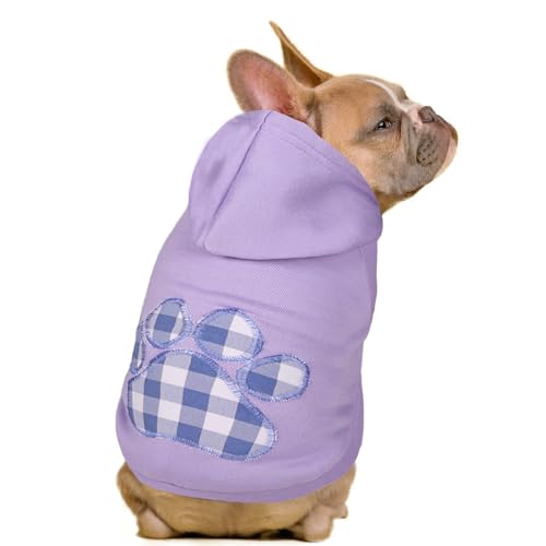 Dog Hoodie Flannel Pet Hooded Sweater with Hat Puppy Pullover Sweater Shirt (Large / Purple)