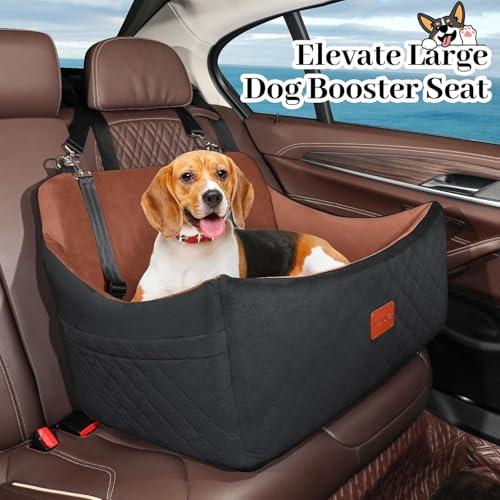 Dog Car Seat for Medium & Large Dogs Up to 55lbs (Black/Brown / Large)