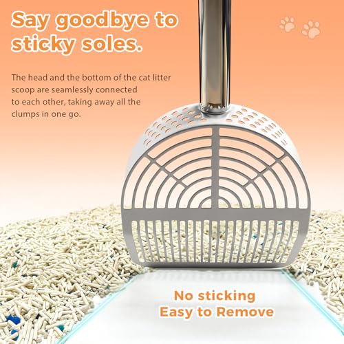 Cat Litter Scoop Deep Shovel (Long Handle-For particles up to 3 mm / White)