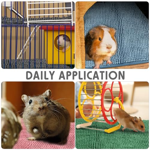 4 Pcs Guinea Pig Cage Liner (Mixed Color / 16 x 24 Inch / Low Pile Chenille)