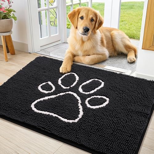 Dog Door Mat for Muddy Paws (34"X21" / Black and White)