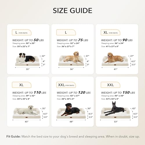 Waterproof Orthopedic Dog Bed for Extra Large Dogs (Beige / 48.0"L x 30.0"W x 8.0"Th)