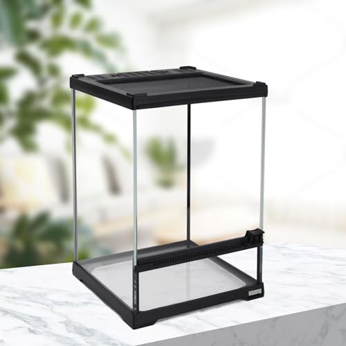 Mini Reptile Glass Terrarium Tank 8"*8"*10" Full View with Front Opening Door (8x8x10 inch)